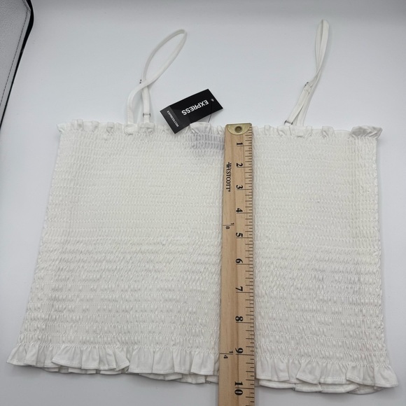 Express While Smocked Cropped Cami Sleeveless Spaghetti Straps Women’s Small NWT - Picture 6 of 10